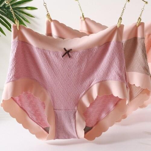 Plus Size High Waist Elasticity Sexy Panties Soft Comfortable Seamless Womens Briefs Flowers Lingerie Big Size Female Underwear