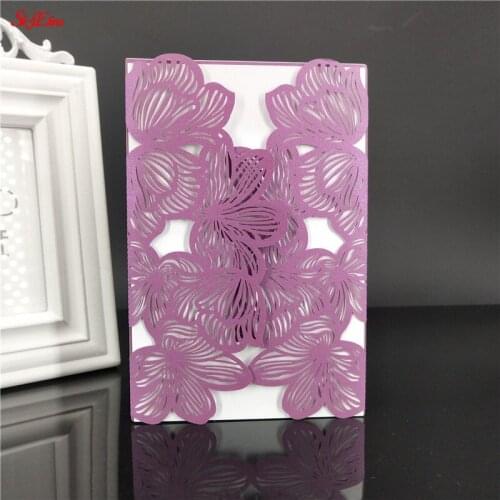 1pcs pink White Red Luxury Flora Laser Cut Wedding Invitations Card Elegant Wedding Envelopes Event Party Wedding Decoration 6Z