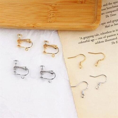 10pcs/lot new creative real gold plated ear hooks ear wire clasps connectors for diy earrings pendant jewelry making accessories