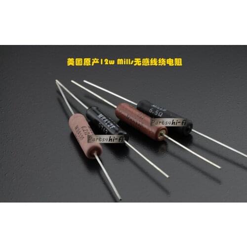 2pcs/lot American original Mills non-inductive wire wound resistance cathode frequency division 12W 0.1R-330R free shipping