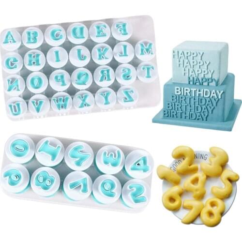 36PCS Alphabet Letter Numbers Cake Mould Set Fondant Cake Sugar Craft Biscuit Stamp Impress Embosser Plunger Cookie Cutter Molds
