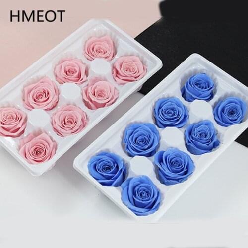 8pcs 4-5cm Everlasting Flower Rose Heads Preserved Flowers Immortal Rose Flower Valentines Day DIY gift Box Bouquet Materials
