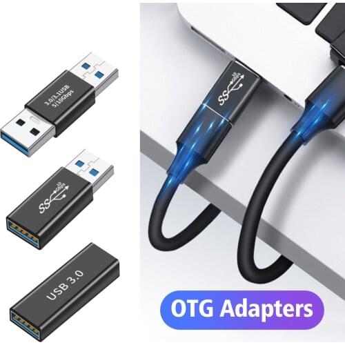 1 PCS USB 3.0 OTG Adapter Connector Male to Female/Male F-F Converter For Macbook PC Laptop Coupler Extender Changer Connection