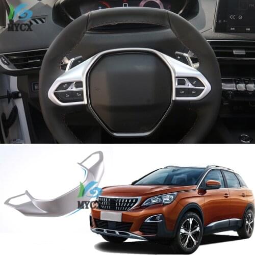 Car Styling Accessories For Peugeot 3008 GT 4008 5008 ABS chrome sticker steering wheel trim decorative frame cover 2018