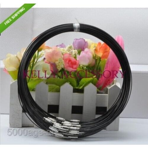 Free Shipping 50pcs Black Stainless Steel Necklace Wire Cord For Craft Jewelry Making Favor Necklace DIY Chain Cords 18inch