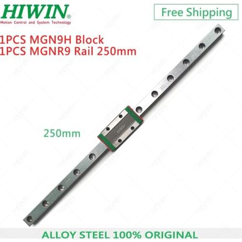 Free Shipping HIWIN MGN9 alloy Steel linear rail 9mm 250mm with MGN9H Long Carriage slide block for 3D Printer parts
