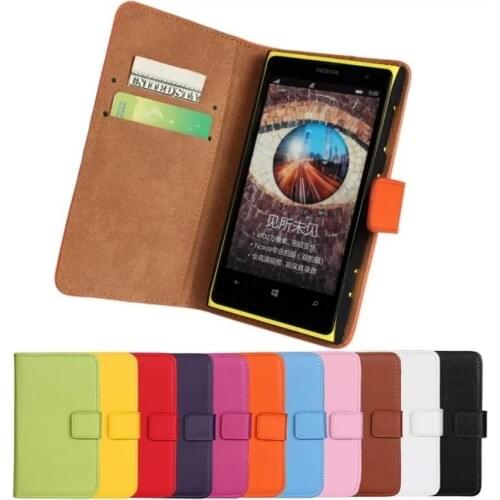 Genuine Leather Wallet Flip Cover Case for Nokia Lumia 1020 625 930 520 630 820 920 925 with Card Slots Case