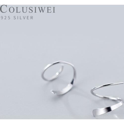 Colusiwei New Arrive 925 Sterling Silver Geometric Spiral Wave Line Stud Earring for Women Simple Ear Pin Fine Jewelry Girl Gift