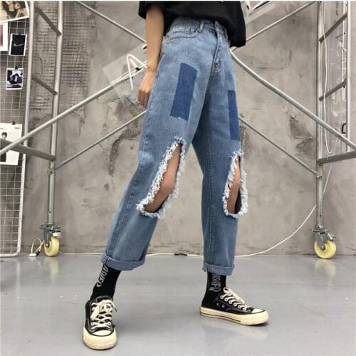 Cheap wholesale 2021 spring summer autumn new fashion casual Denim women Pants woman female OL ripped jeans Ay1707