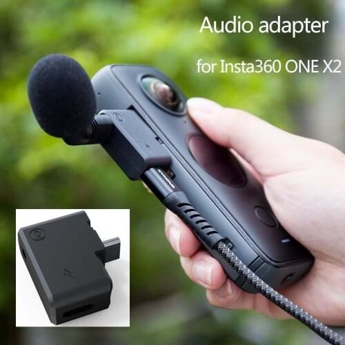 For Insta360 ONE X2 Panoramic Camera Microphone Audio Adapter Charging Connector Data Transmission Portable Mini Accessories
