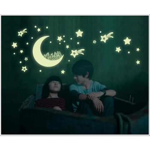 Fluorescent stickers The house under the stars wallpaper Household adornment wall stickers Decorated the bedroom. 21x29.7cm