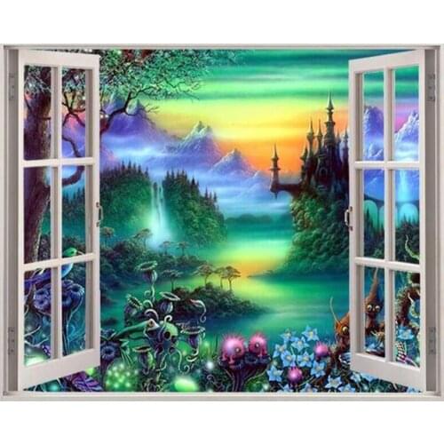 Outside the window # DIY Diamond Painting 5D Full Square Round Diamond Mosaic Pictures for Home Decor