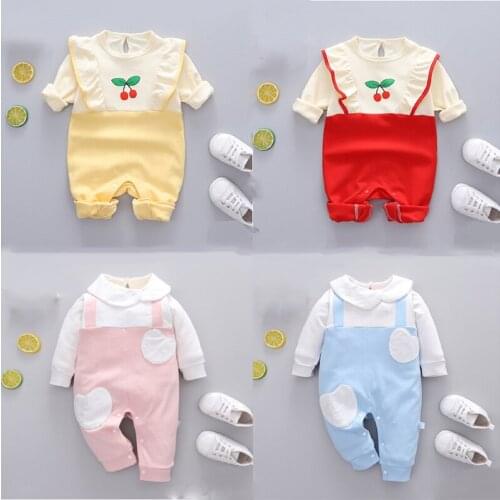 Newborn Unisex Jumpsuits Cartoon Long Sleeves Rompers Gentleman Baby Clothes Cotton Boys Girls Outfits Costume Autumn Wear 0-1Y