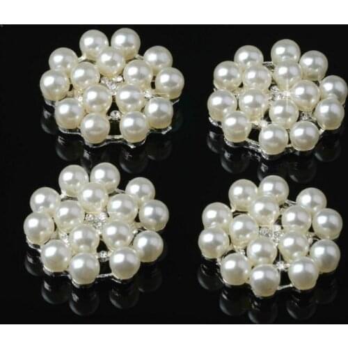 10pcs/lot round pearl button wedding embellishment hair flower center scrapbooking diy accessories