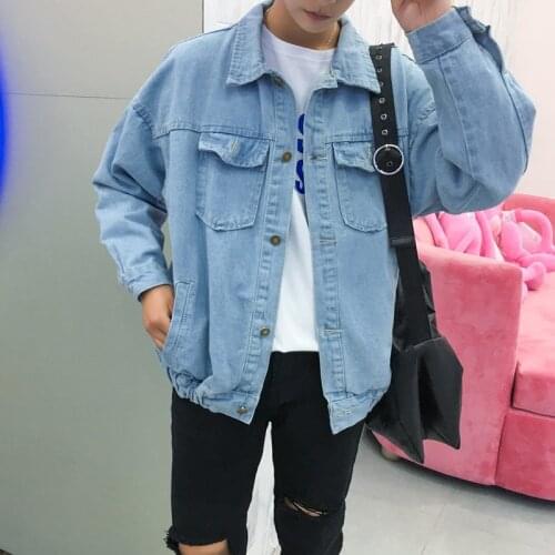 Spring and autumn ins jacket male bf loose Hong Kong style chic boy jacket Korean version of the trend wild retro denim jacket