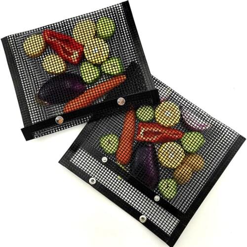 Hot Non-stick Barbecue Mesh Mat Bag Reusable Baking Net Pad Grid Shape Kitchen Outdoor Cooking Grill Bags Sheet Liner BBQ Mat