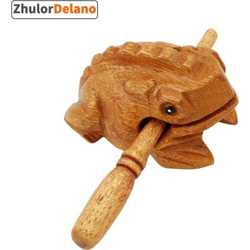 Wooden Frog Musical Instrument, Fortune Frog Decoration Carving Handicraft Percussion Instrument