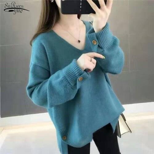Spring Winter Plus Size Women Sweaters and Pullovers Cashmere Sweater Women V-neck Loose Korean Christmas Sweater Jumper 11843