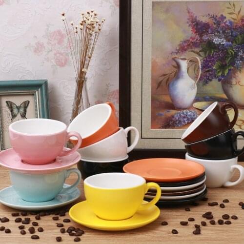 Thickened big mouth ceramic coffee cup set simple single product coffee set European style fancy creative whole set 240ml