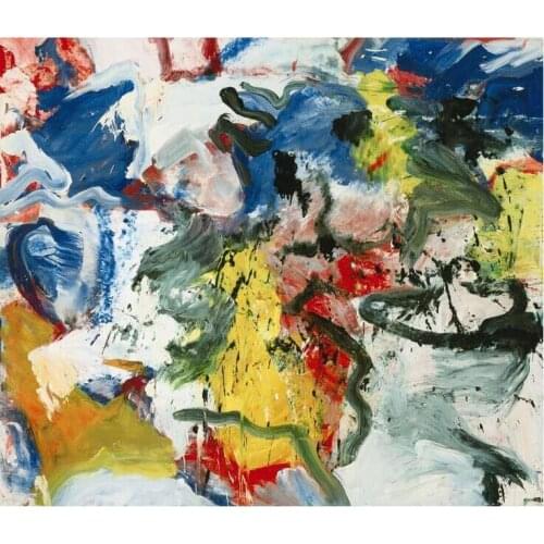 Wall art Abstract painting Untitled contemporary oil paintings canvas White Blue Red pictures for family room Hand painted Gift