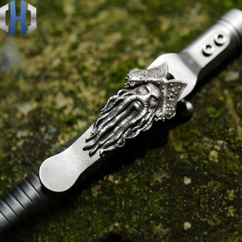 Original Deep Sea Demon Pen Clip Small Fold/Flashlight Back Clip EDC Personality Fashion And Steel Fire Back Clip Universal