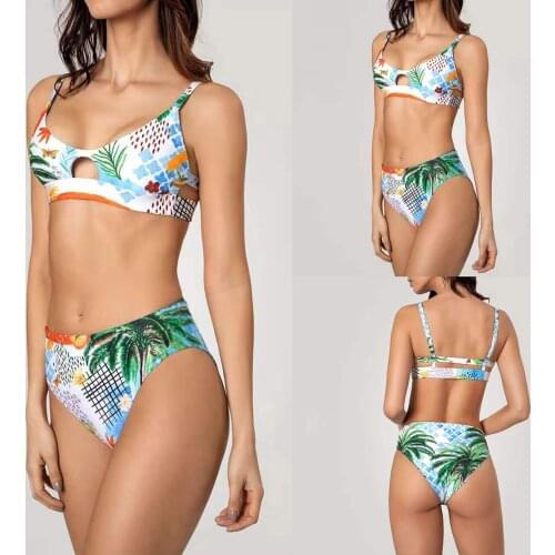 Sagace Beach Resort clothing coconut tree Print summer swimsuit womens one piece two piece bikini sexy swimsuit Купальники