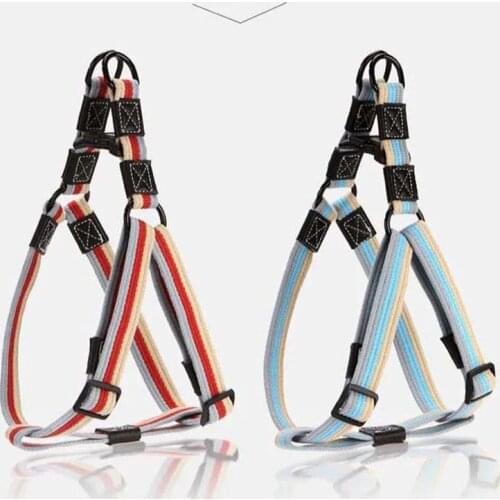 Adjustable Dog Colorful Stripes Harness For Small Medium Large Dogs Lead Chain Chest Strap Leash Traction Rope Pet Supply