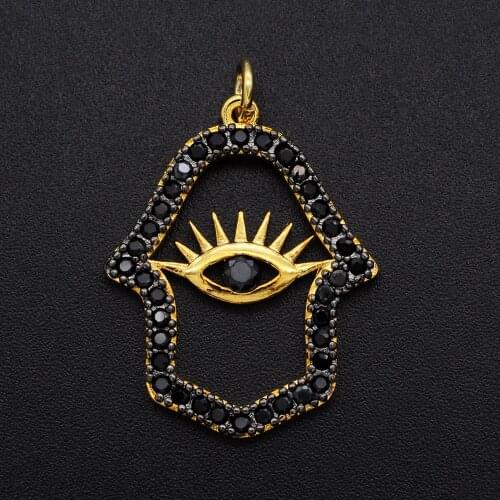 29x21mm 100% CZ Zircon DIY Jewelry Fashion Hamsa Hand Charm Pendant Wholesale Top Quality Necklace Making Charms