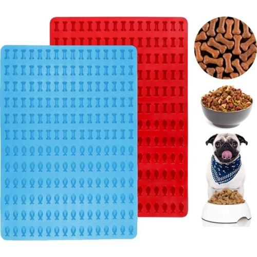 4 Pcs Silicone Baking Mat Bone Fish Shaped Chocolate Drops Mold Dog Pet Treats Pan for Cookies Ganache Jelly 192-Cavity X2