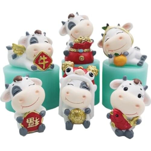 2021 New Years Mascot Calf Silicone Mold 3D Chocolate Resin Craft Silicone Mold