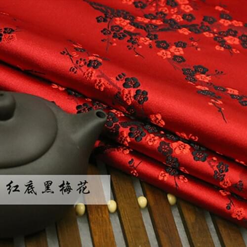 Red flower diy fabric imitate silk Brocade Fabric Damask Jacquard Upholstery Furnishing patchwork fabric sewing tissue 75*50cm
