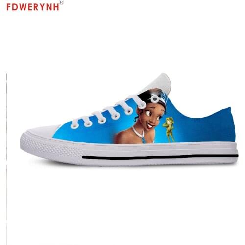 Mens Casual Shoes Cartoon Funny The Princess And The Frog Canvas Strap Ladies Casual Man Shoes Comfortable