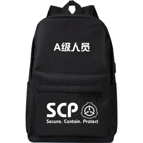 Unisex Anime Cartoon Print SCP Foundation Backpack Cyuunibyou Secure SCP096 School Student Backpacks