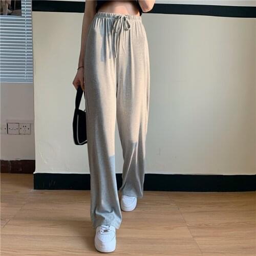 2021 womens spring thin mopping trousers casual pants high-waist wide-leg pants draped loose straight-leg pants