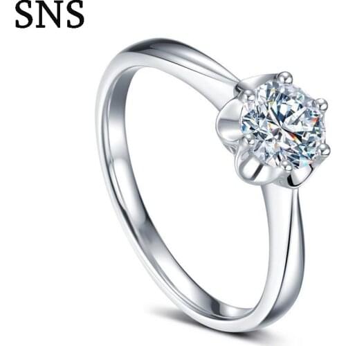 0.3Carat Natural Diamond Ring Prong Setting Solitaire Engagement Ring For Women Little Luxury 14k White Gold Flower Style
