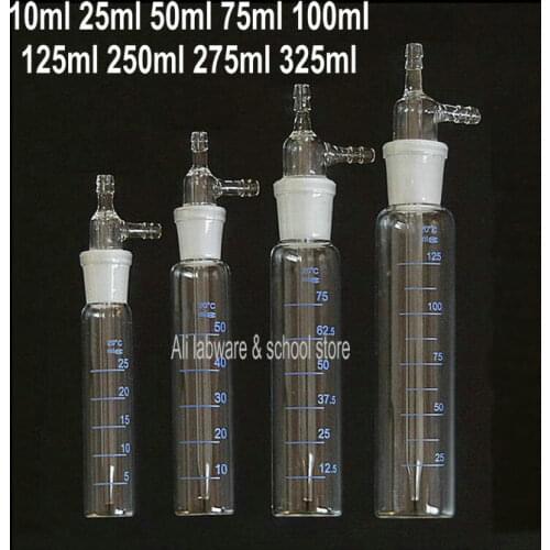1pc/lot 10ml/25ml/50ml/75ml/100ml/125ml/250ml/275ml/325ml lab Glass Impact absorber bottle Absorption tube gas sampler bottle