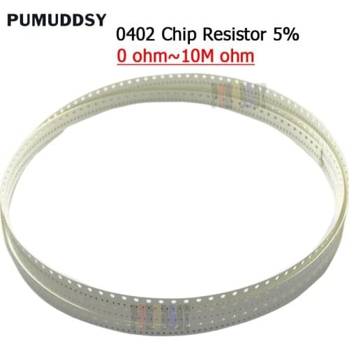 100PCS 0402 5% SMD resistor 0R ~ 10M 1/16W 0 1 10 100 150 220 330 ohm 1K 2.2K 10K 100K 0R 1R 10R 100R 150R 220R 330R 1M 4.7K