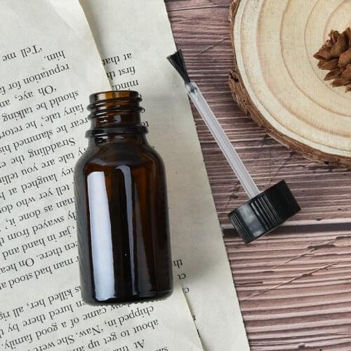 15/20/30ML Brown Glass Bottle Empty Frost Bottle Nail Polish Bottle Essential Oil Container With Brush Cap