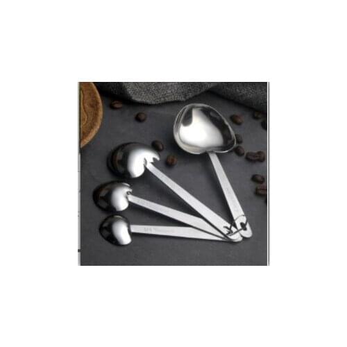 Practical 4 in1 Heart Shaped Stainless Steel Coffee Tea Measuring Spoons