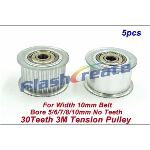 5pcs 30 Teeth 3M Idler Pulley Passive Pulley Bore 5/6/7/8/10mm 3M Tension Pulley For Width 10mm Belt Bearing Synchronous Wheel