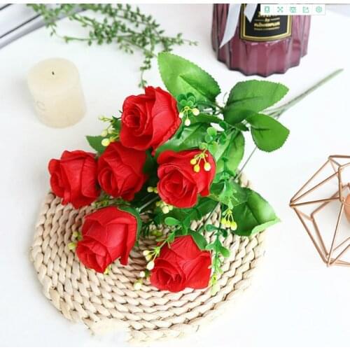 6 Colors 1 Bouquet Artificial Peach Rose Fake Flowers For DIY Wedding Party Christmas Home Decro Garden Festival