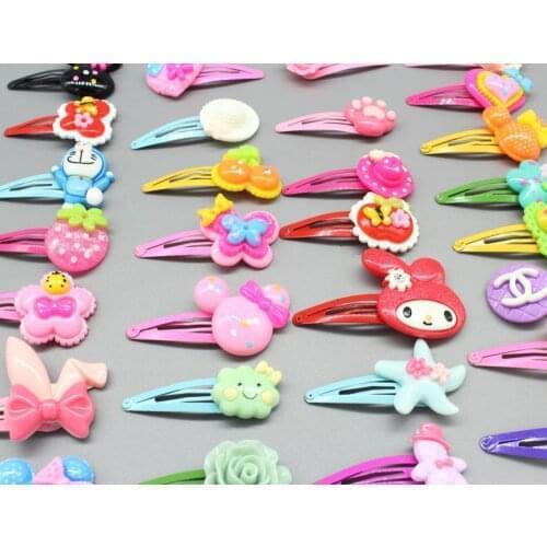 60pcs Mix Styles Big Kawaii Daisy Sunflower 23-35mm Resin Cabochon Snap Hair Clips Holiday Color Accessories free Gift box