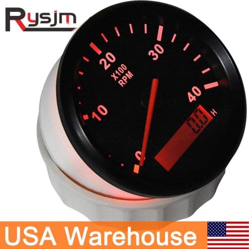 85mm TachometerTacho Gauge Red Light With Lcd Hourmeter Display 0~4000 RPM Meter For Boat Motorcycle Diesel Gasoline 9~32V