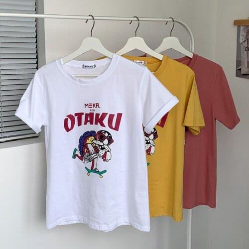 90s Girls Print T-shirts Women Summer 2021 Graphic Tees Funny Shirts For Woman Tshirts Loose Crew Neck Harajuku Tops Cute Pink