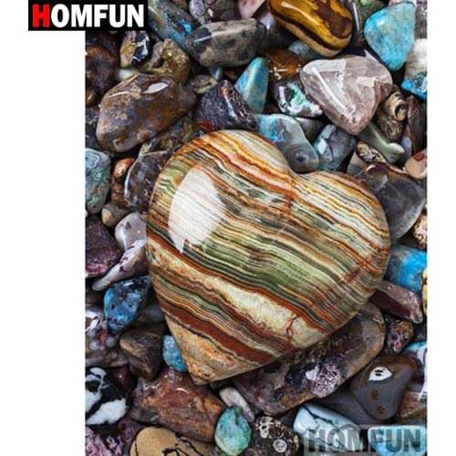HOMFUN 5D DIY Diamond Painting Full Square/Round Drill "Heart shaped stone" 3D Embroidery Cross Stitch gift Home Decor A00102