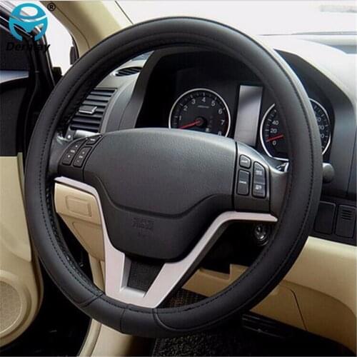 Free shipping 1pcs Black Gray Beige PU Micro fiber Car Steering Wheel Cover 0907 for KIA, HYUNDAI, TOYOTA, HONDA, RIO; LADA