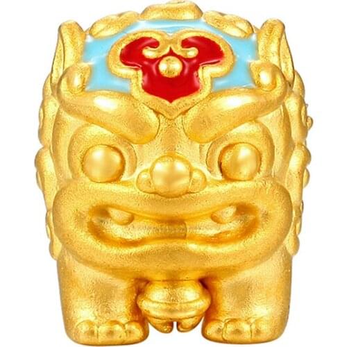 New Arrival 3D 24K Yellow Gold Bracelet 999 Gold RUYI Lion Red String Bracelet