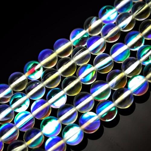 Labradorite stone beads Synthetic Flash glass Stone 6/8/10MM Round Loose beads for jewelry making bracelet DIY
