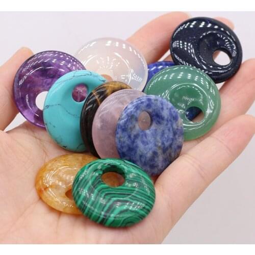 Natural Amethysts Rose Quartzs Beads Round Shape Big Hole Loose Beads For Making Jewelry DIY Necklace Bracelet Earrings 30mm