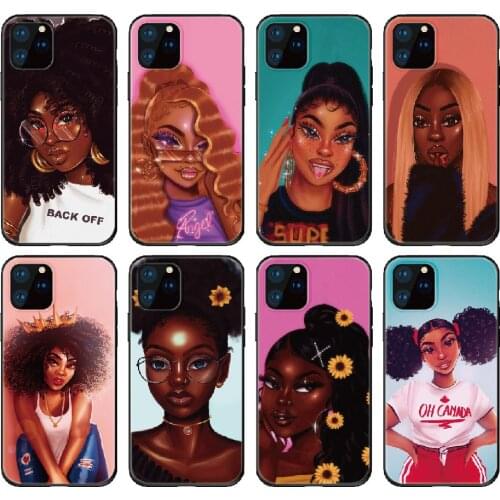 Afro Poppi Melanin Cash Black head Girls Phone Cover For iPhone 11 Pro Max X XS XR Max 7 8 7Plus 8Plus 6S SE Soft Silicone Case
